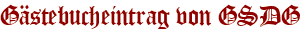 Gästebucheintrag von GSDG