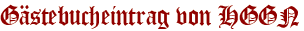 Gästebucheintrag von HGGN