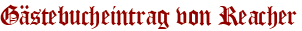 Gästebucheintrag von Reacher