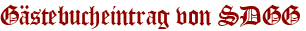Gästebucheintrag von SDGG
