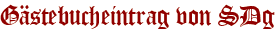 Gästebucheintrag von SDg