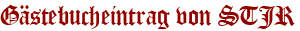 Gästebucheintrag von STJR