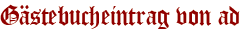 Gästebucheintrag von ad