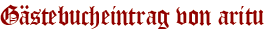 Gästebucheintrag von aritu