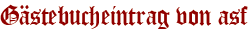 Gästebucheintrag von asf