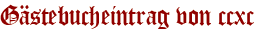 Gästebucheintrag von ccxc