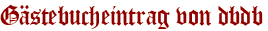 Gästebucheintrag von dbdb