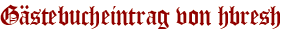 Gästebucheintrag von hbresh