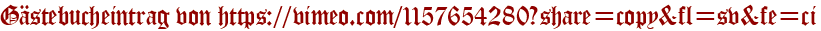 Gästebucheintrag von https://vimeo.com/1157654280?share=copy&fl=sv&fe=ci