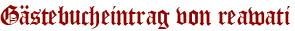 Gästebucheintrag von reawati