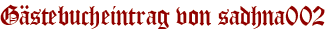 Gästebucheintrag von sadhna002